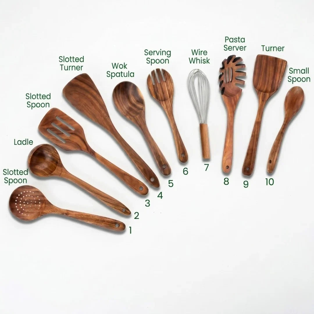 Solid acacia wood utensils