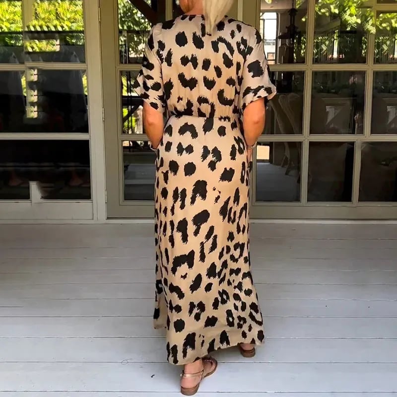 Lina™ | Chic Leopard Maxi Dress