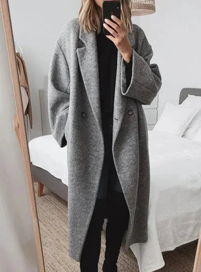 Solid Oversized Coat Collared Relaxed Fit | Elegant Autumn Women