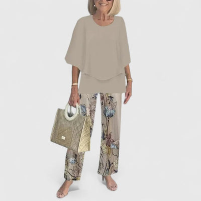 Solid Two-Piece Set Round Neck Long Sleeve | Chic Evening Out Women