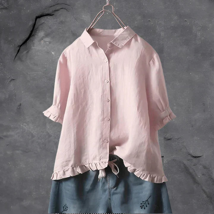 Ava™ | Elegant Chic Blouse In Cotton-linen