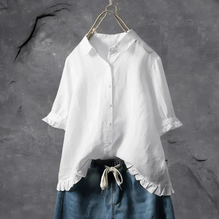 Ava™ | Elegant Chic Blouse In Cotton-linen