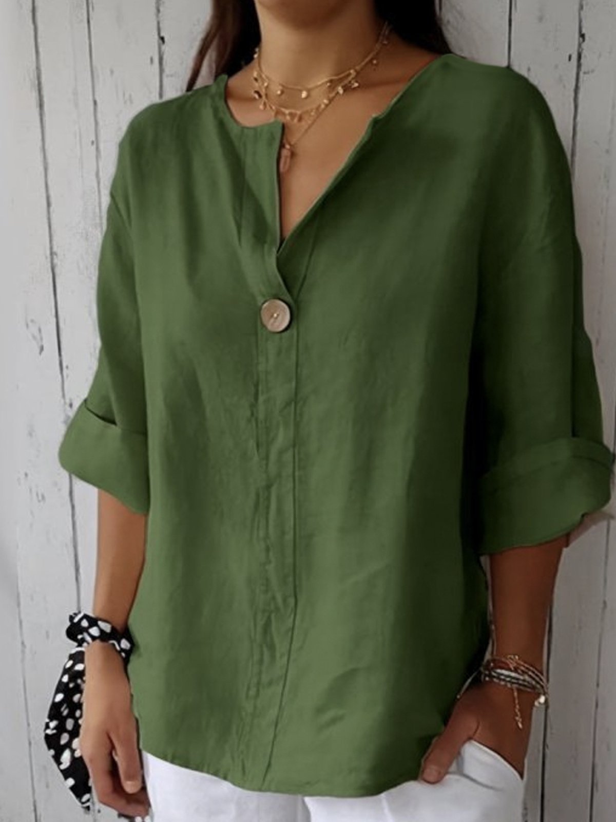 Jessa™ | Casual V-Neck Linen Blouse