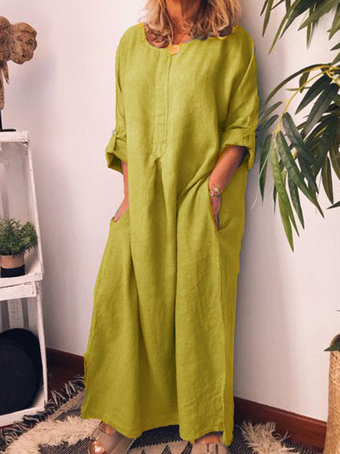 Clementine™ | Elegant Loose Cotton-Linen Dress