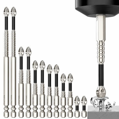 ADESKE 9pcs Magnetic Screwdriver Bit Set, 1/4" Hex Shank PH2 PH3 Drill Bits, 25-150mm, Non-Slip Power Tool Accessories