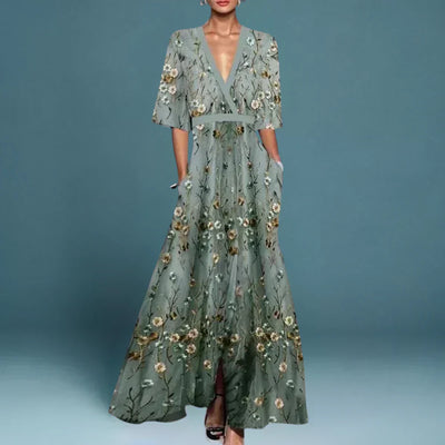 Floral Maxi Dress V-Neck Flowy Fit | Timeless Evening Out Women