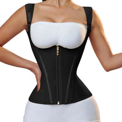 Waist Shapewear for Women Zip Front Cincher with Adjustable Shoulder Straps Tummy Control Corset Vest