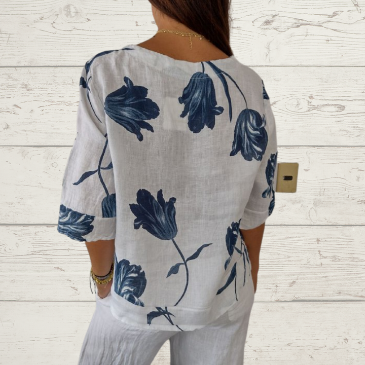 Radia™ | Elegant Floral V-Neck Tunic