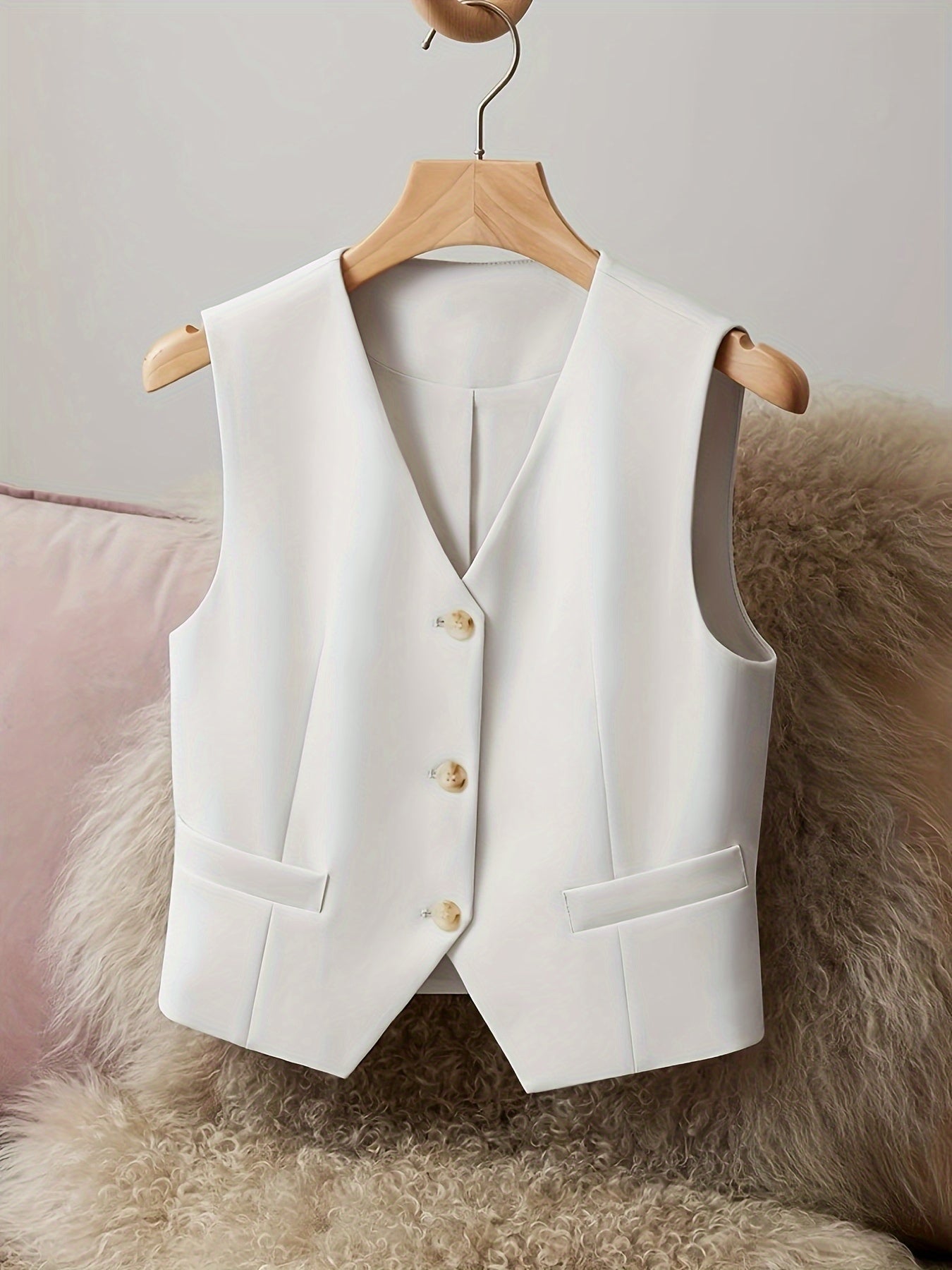 Sophia™ | Elegant Cream Blazer Vest