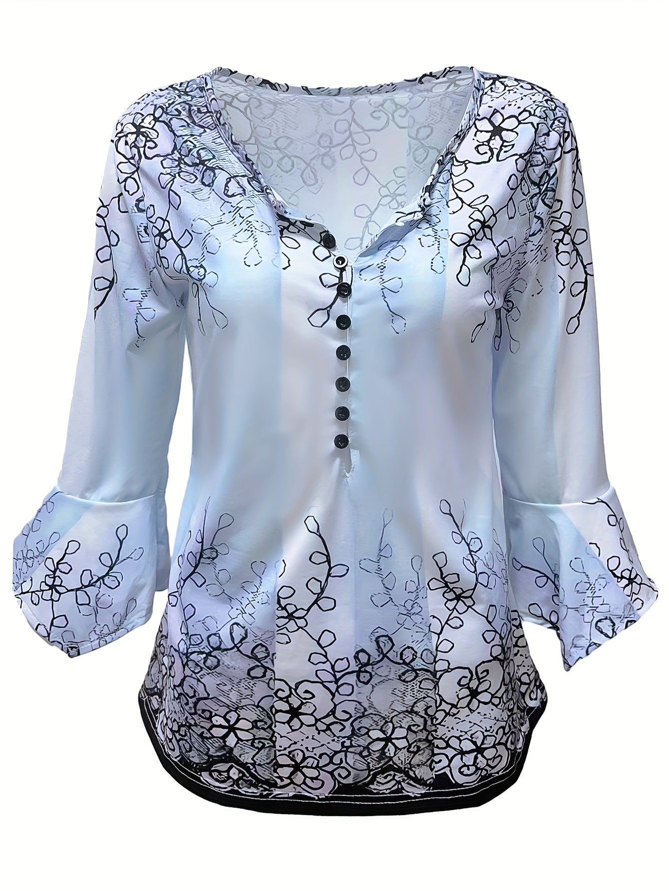 Seleme™ | Floral Print Button-Up Blouse