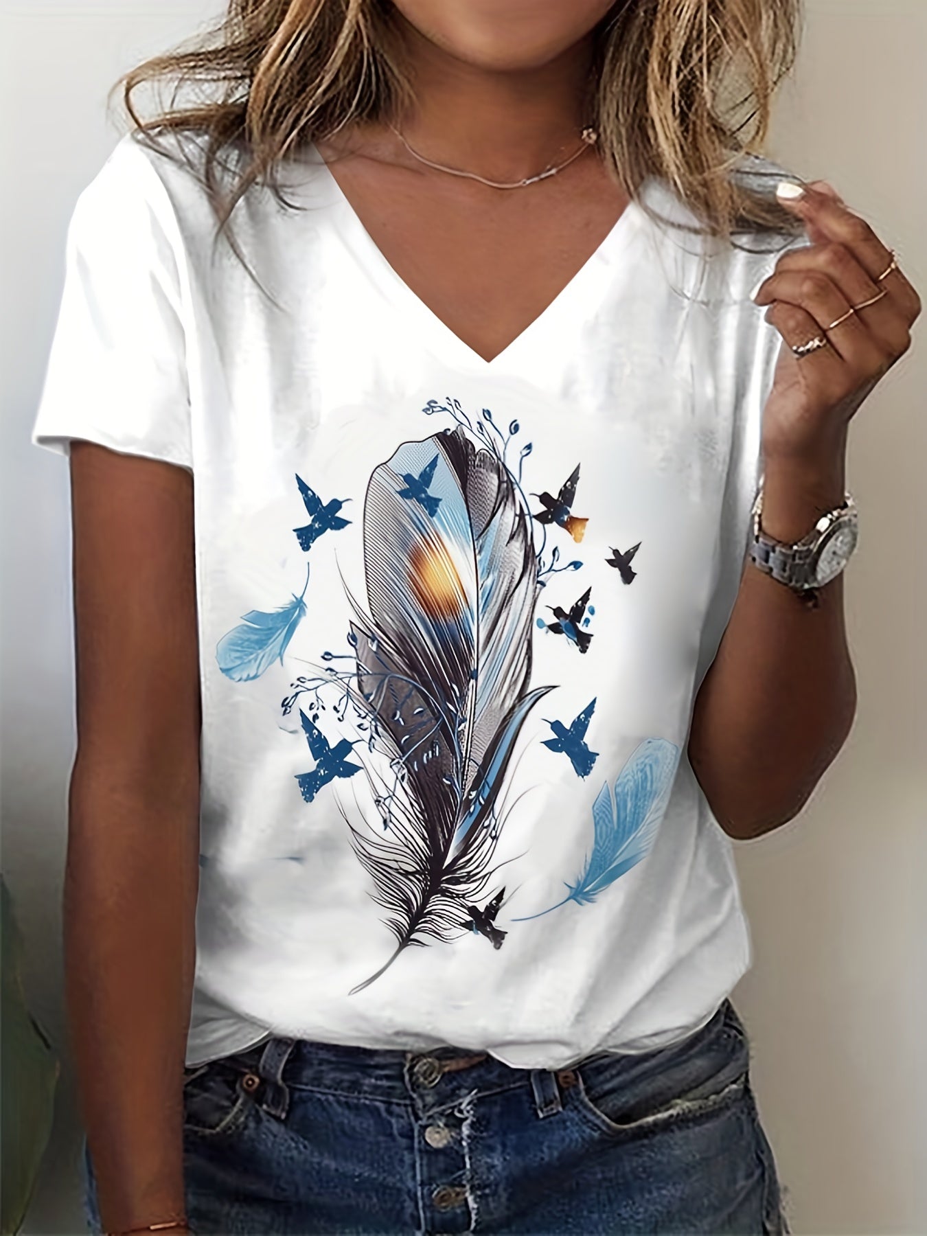 Marisol™ | Elegant Floral V-Neck Tee