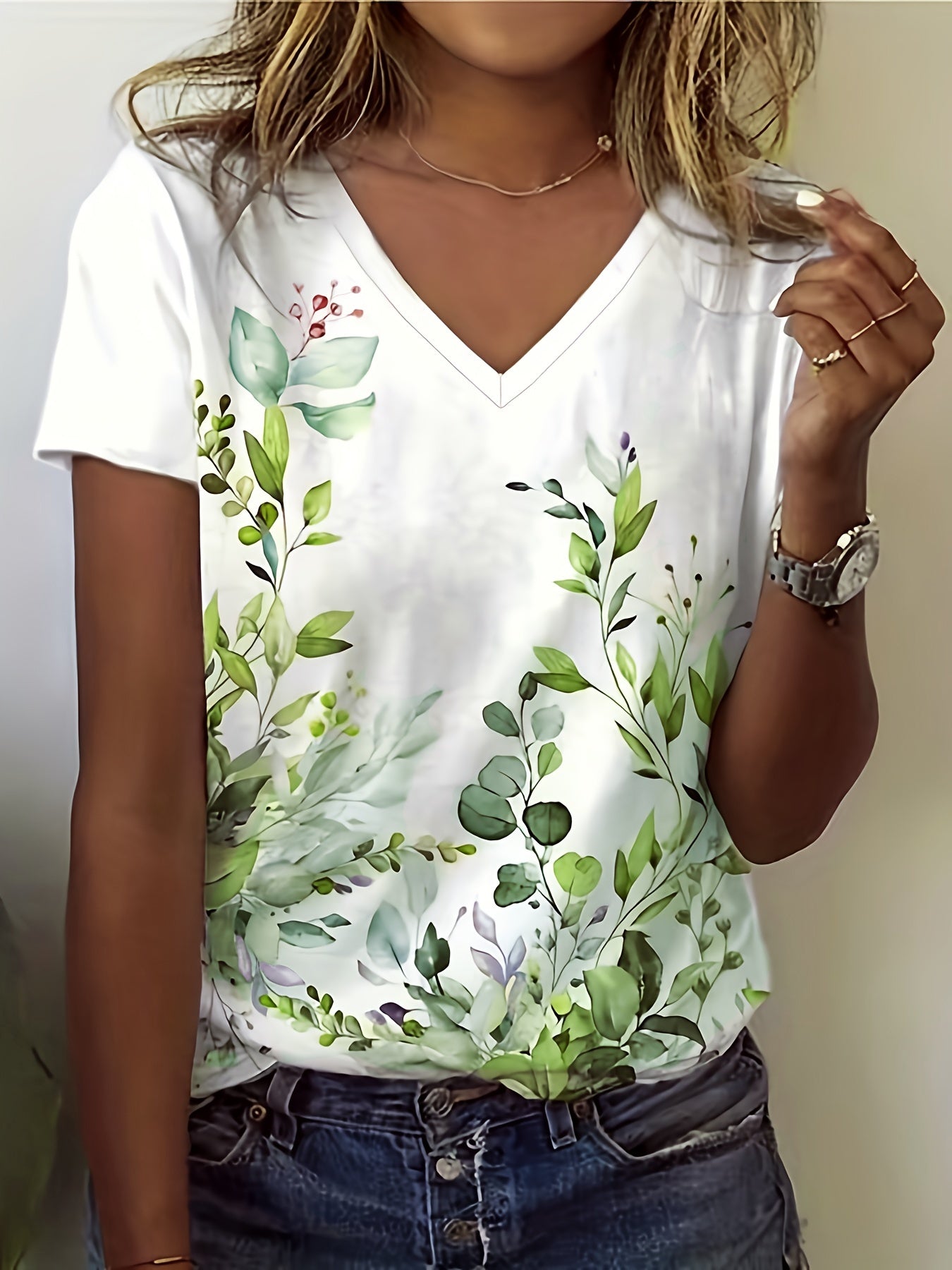 Marisol™ | Elegant Floral V-Neck Tee