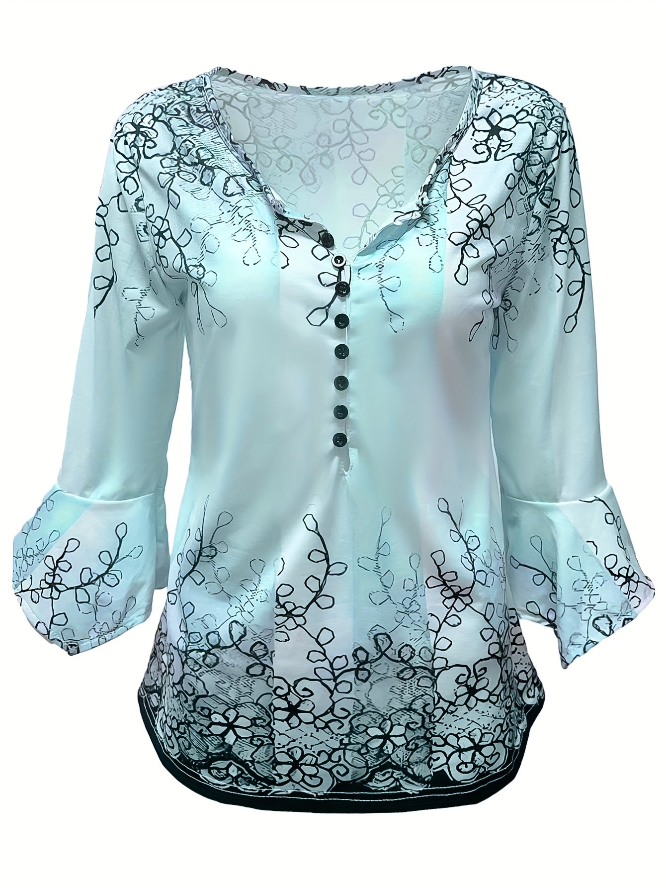 Seleme™ | Floral Print Button-Up Blouse