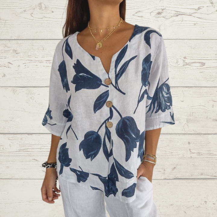 Radia™ | Elegant Floral V-Neck Tunic