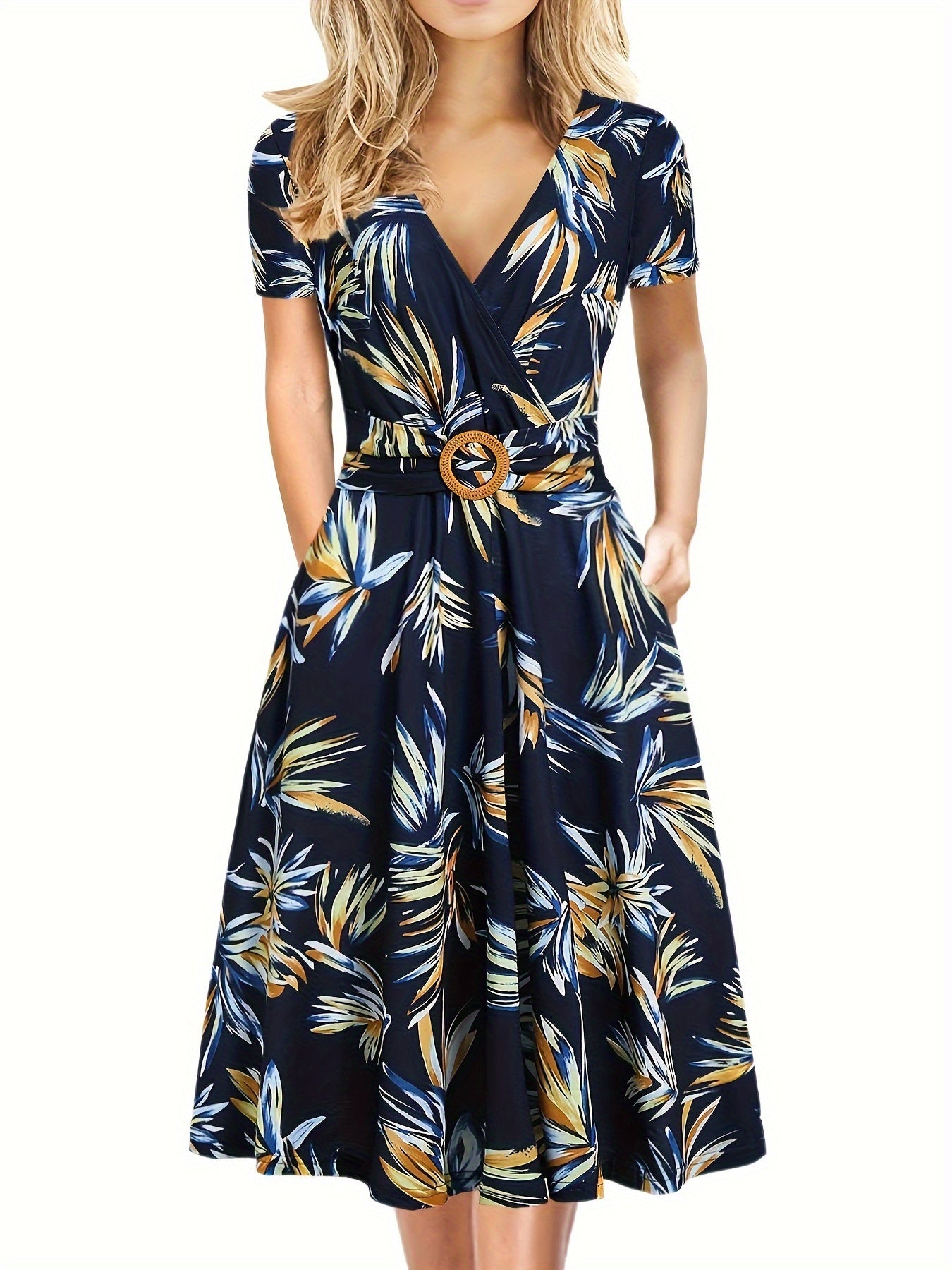 Lunara™ | Elegant Tropical Midi Dress