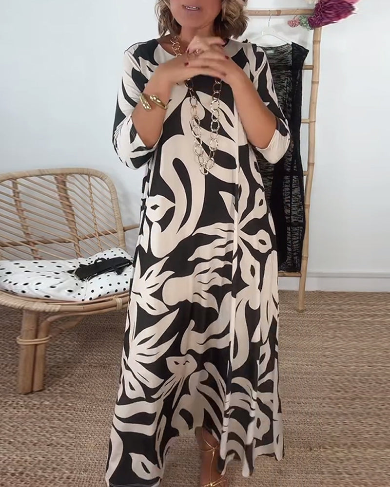 Konfi™ | Elegant Printed Maxi Dress