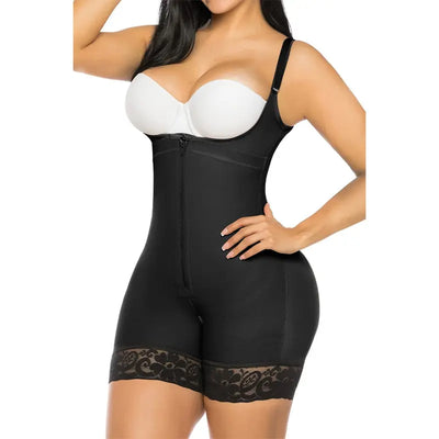 YIANNA Fajas Colombianas Shapewear for Women Tummy Control Butt Lifter Zipper Bodysuit Open Bust Mid-Thigh