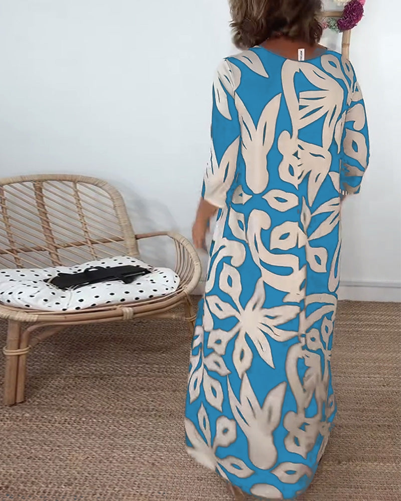 Konfi™ | Elegant Printed Maxi Dress