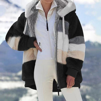 Solid Oversized Hoodie Coat Zip Front Long Sleeve | Effortless Winter Women
