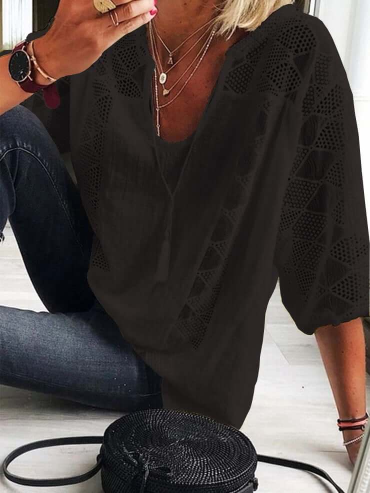 Lila™ | Casual Cotton U-Neck Blouse