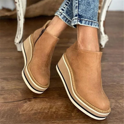 Solid Orthopedic Boots Zip Closure Fitted | Elegant Autumn Women