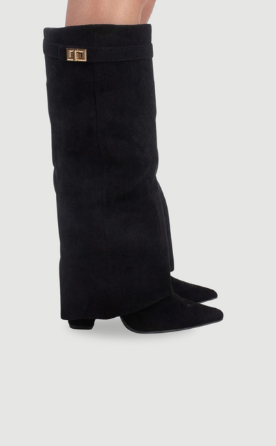 Solid Thigh-High Boots Buckle Detail Comfortable Fit | Chic Evening Out Women