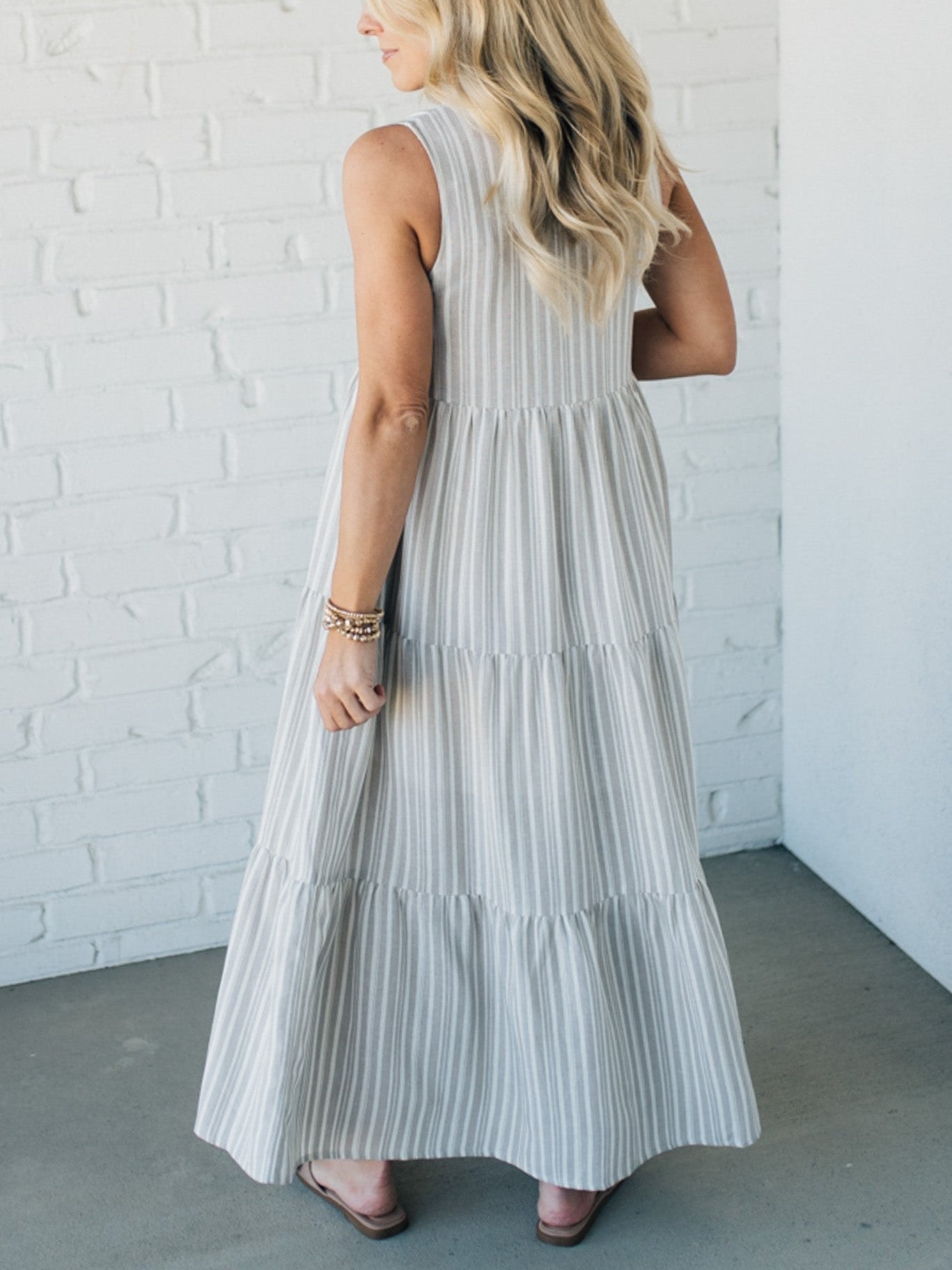 Vanie™ | Elegant Striped Tiered Dress