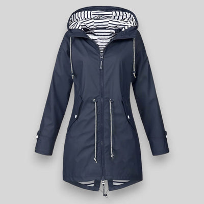 Solid Waterproof Jacket Adjustable Hood Lightweight | Effortless Everyday Women