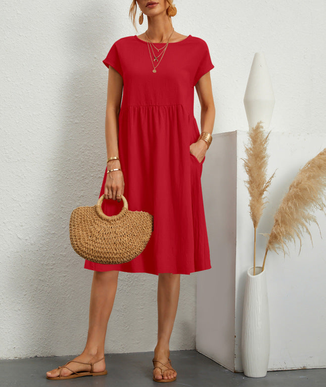 Ella™ | Elegant Cotton Linen A-Line Dress