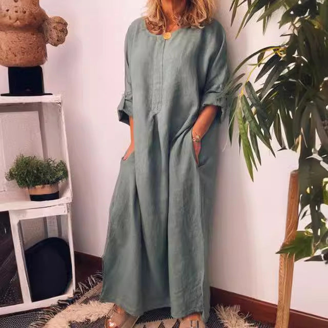 Clementine™ | Elegant Loose Cotton-Linen Dress