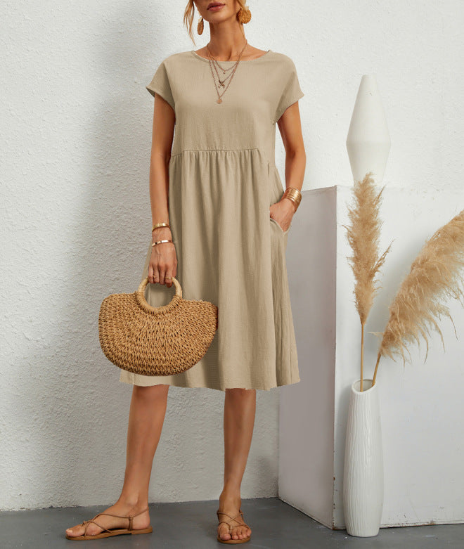 Ella™ | Elegant Cotton Linen A-Line Dress