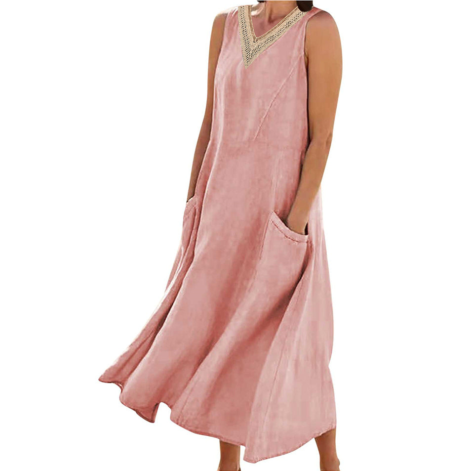 Edith™ | Elegant Cotton Sleeveless V-Neck Dress