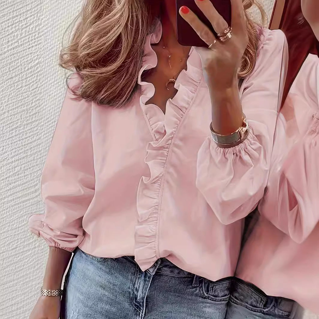 Dona™ | Elegant Ruffled Blouse for All Seasons