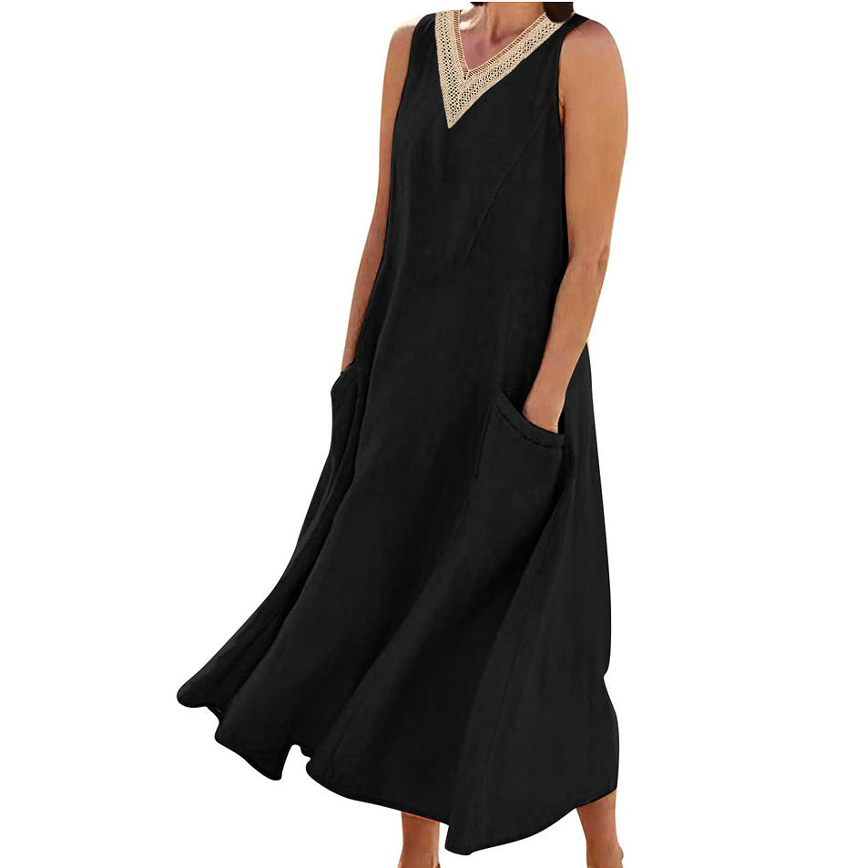 Edith™ | Elegant Cotton Sleeveless V-Neck Dress