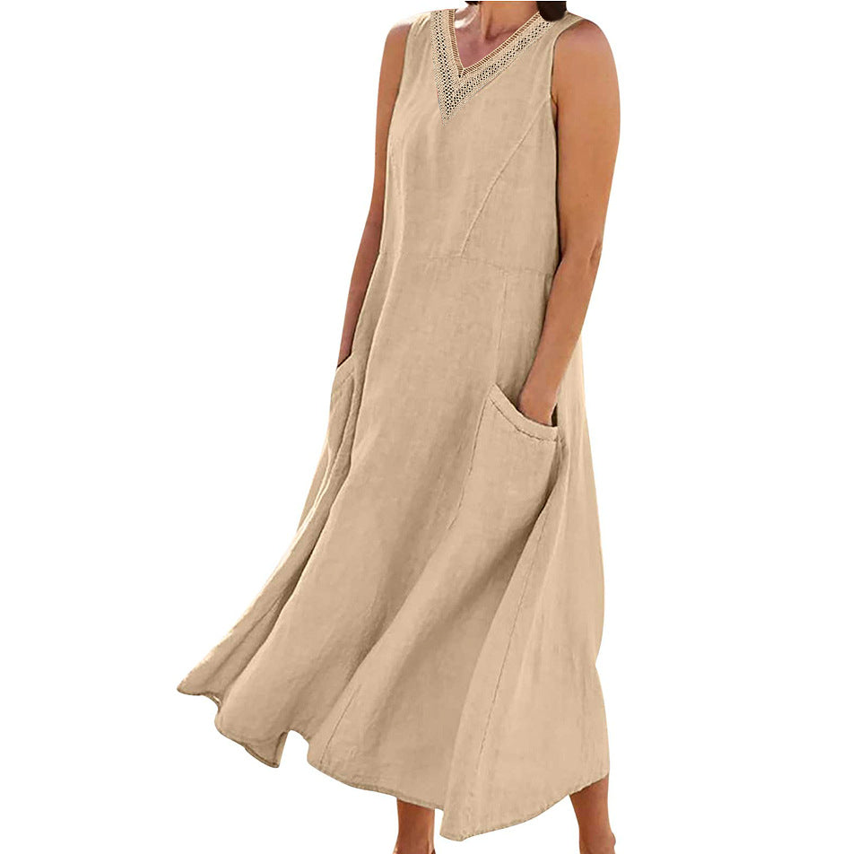 Edith™ | Elegant Cotton Sleeveless V-Neck Dress