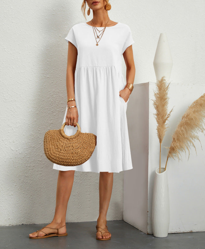 Ella™ | Elegant Cotton Linen A-Line Dress