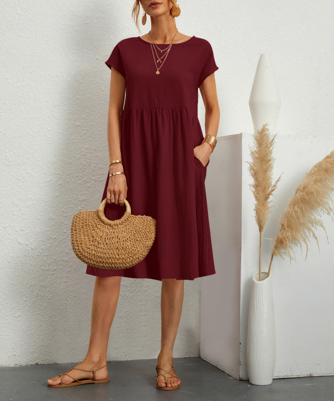 Ella™ | Elegant Cotton Linen A-Line Dress