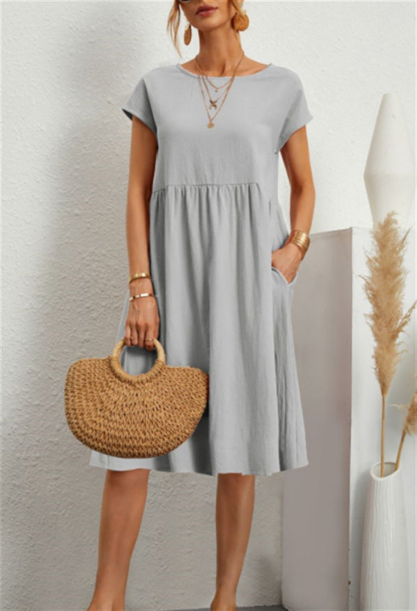 Ella™ | Elegant Cotton Linen A-Line Dress