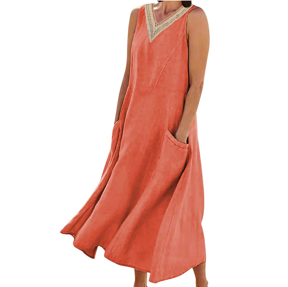 Edith™ | Elegant Cotton Sleeveless V-Neck Dress