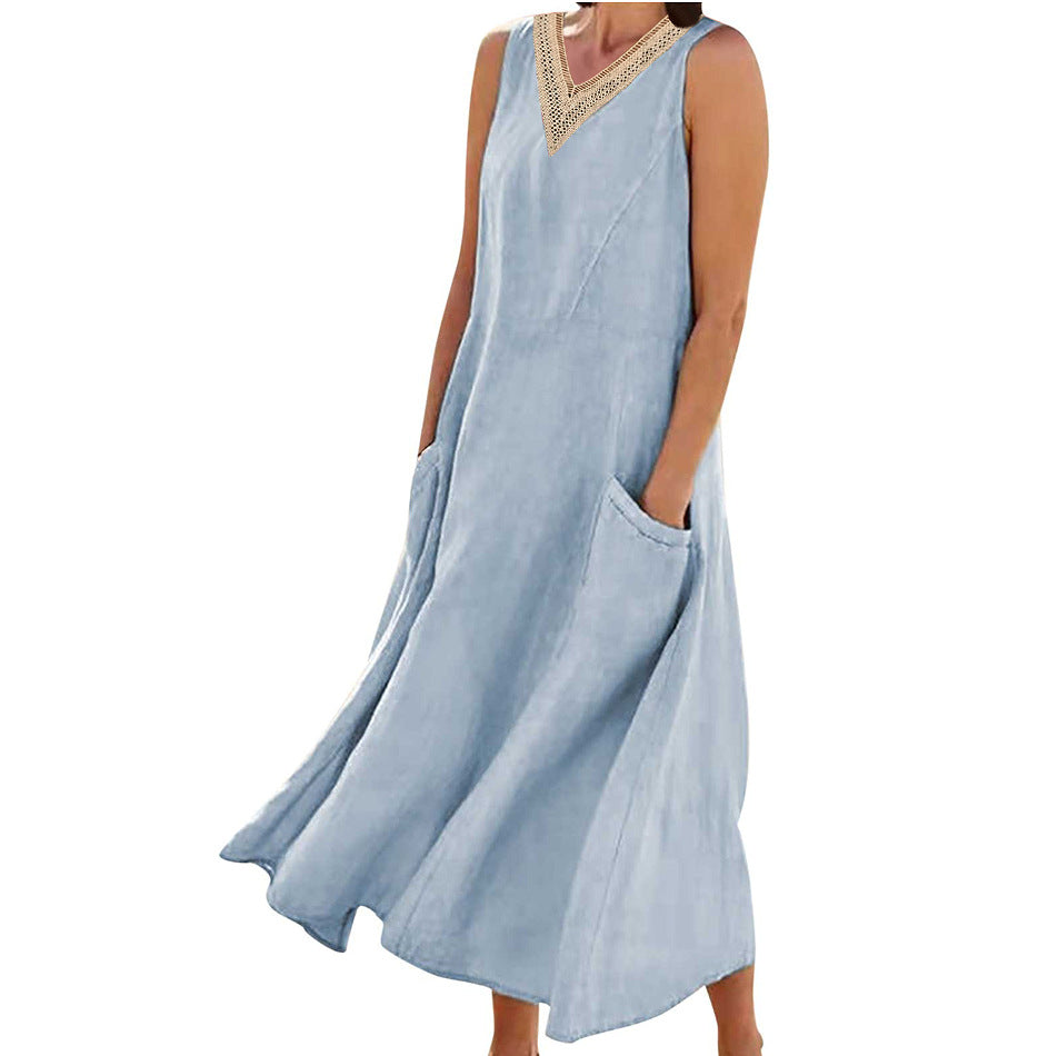 Edith™ | Elegant Cotton Sleeveless V-Neck Dress