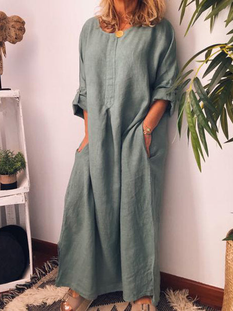 Clementine™ | Elegant Loose Cotton-Linen Dress