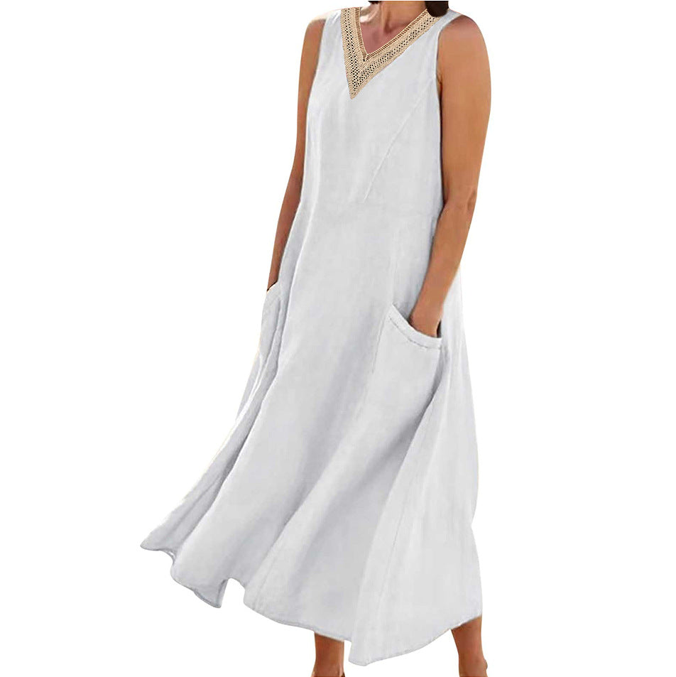 Edith™ | Elegant Cotton Sleeveless V-Neck Dress