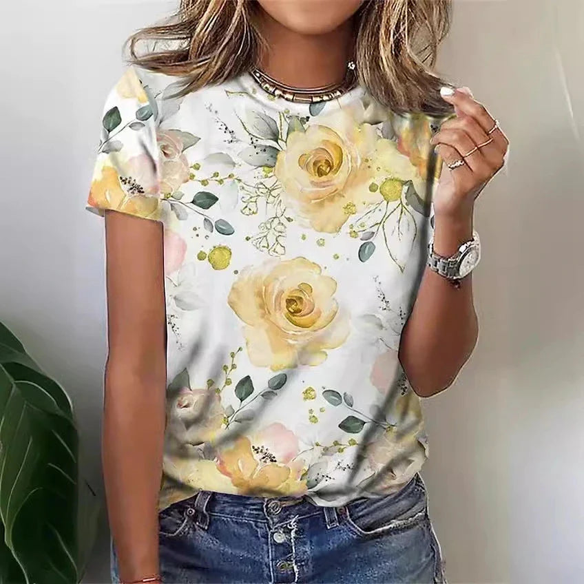 Ophelia™ | Vibrant Floral Print T-Shirt