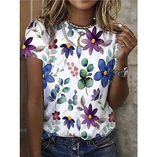 Ophelia™ | Vibrant Floral Print T-Shirt