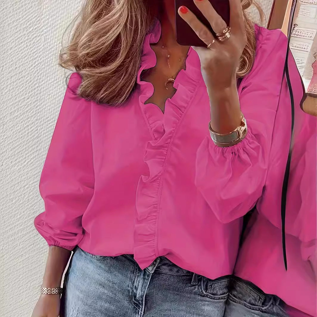 Dona™ | Elegant Ruffled Blouse for All Seasons