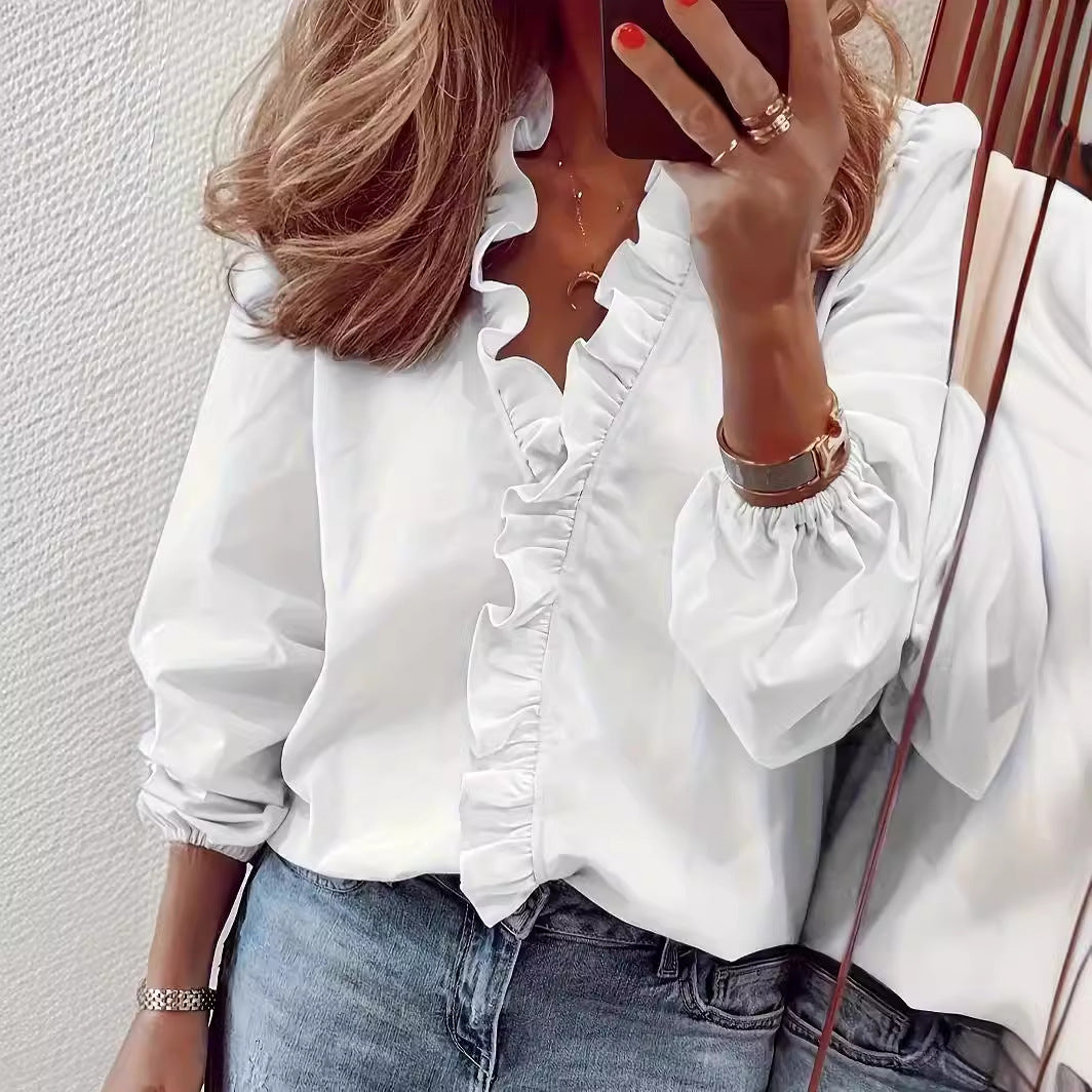 Dona™ | Elegant Ruffled Blouse for All Seasons