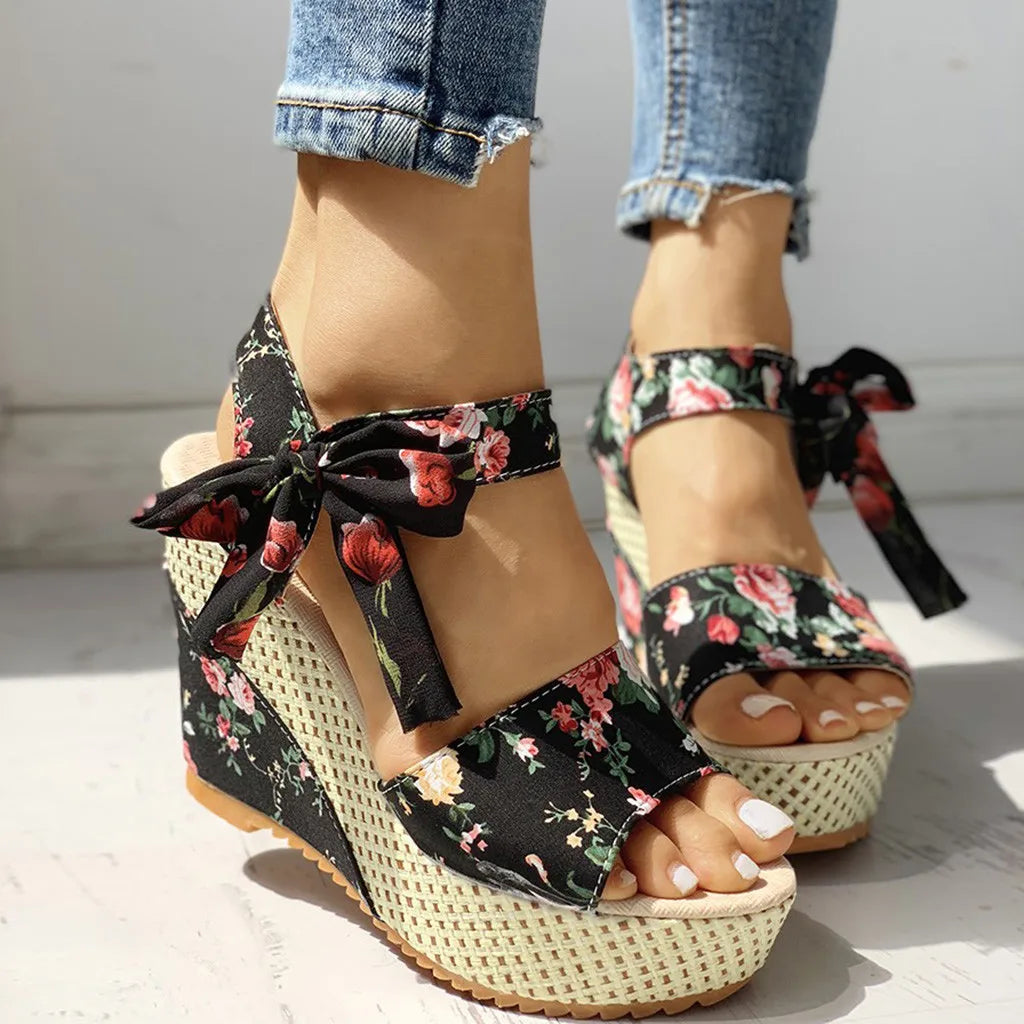 Emma™ | Chic Floral Wedge Sandals