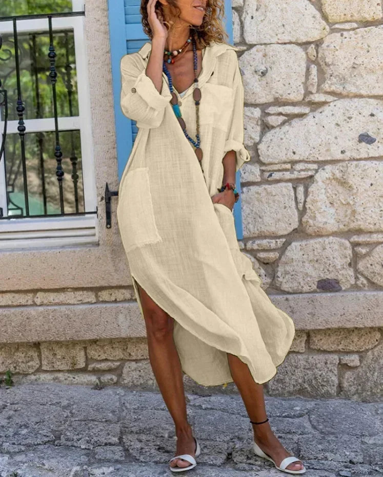 Harmony™ | Elegant Linen Maxi Dress