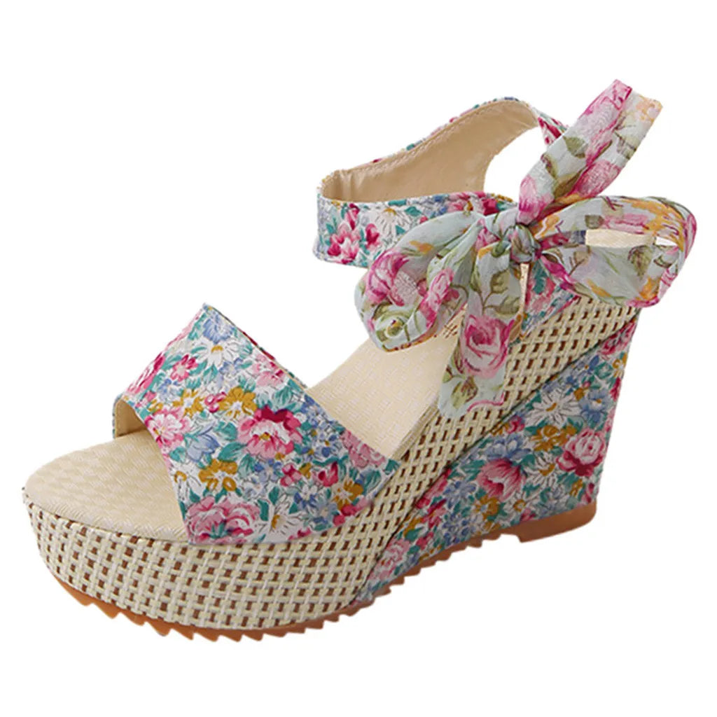 Emma™ | Chic Floral Wedge Sandals