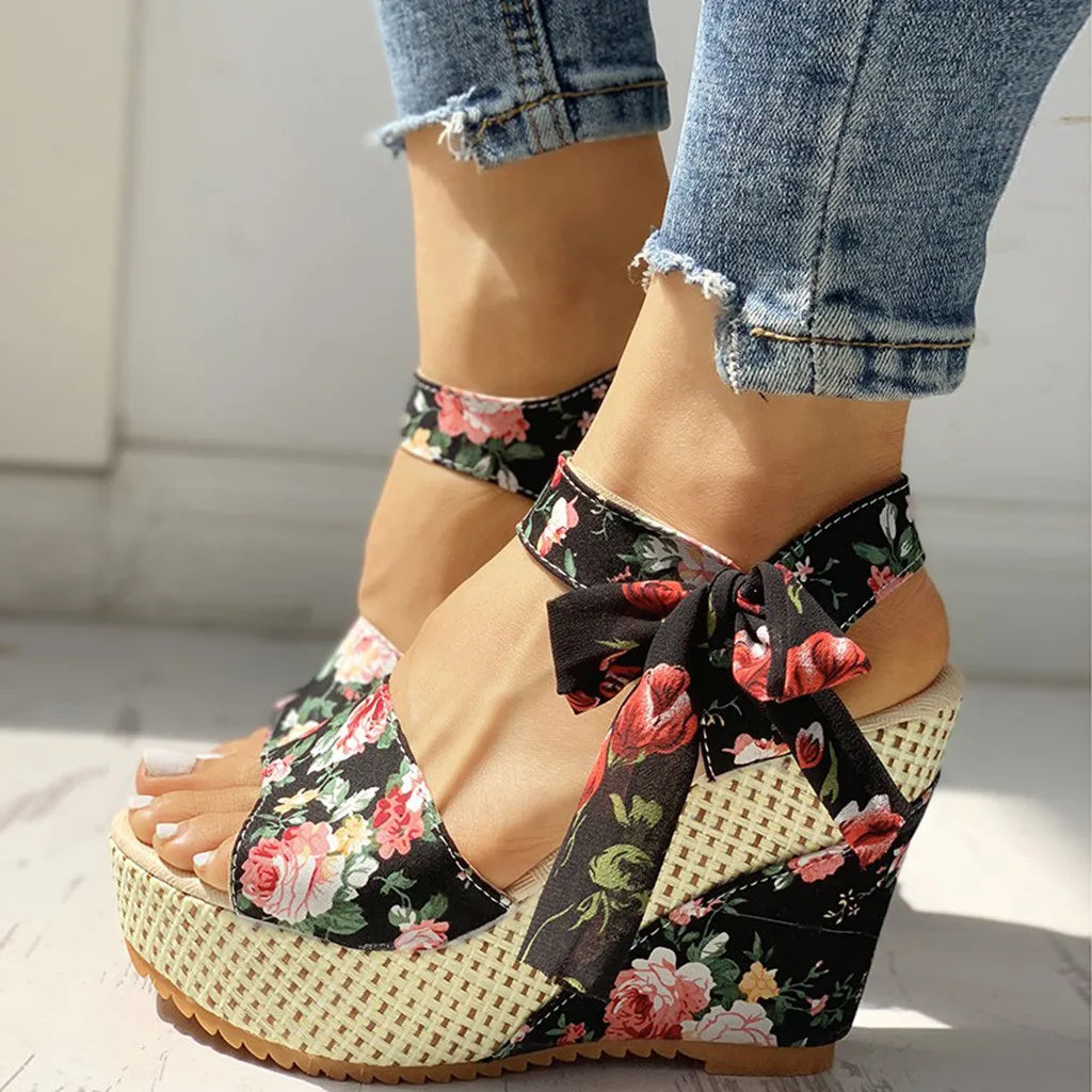 Emma™ | Chic Floral Wedge Sandals